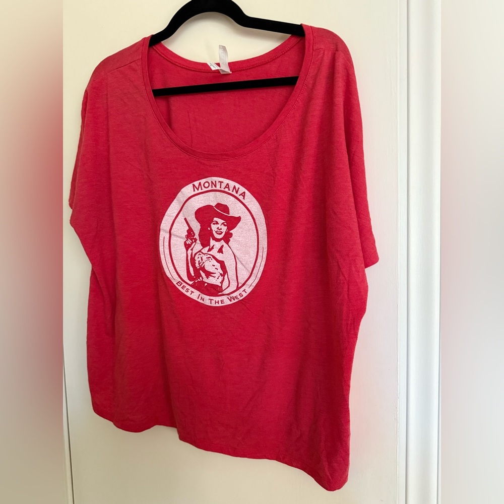 Granola Girl Graphic Montana Cowgirl Red Cropped Boxy Tee